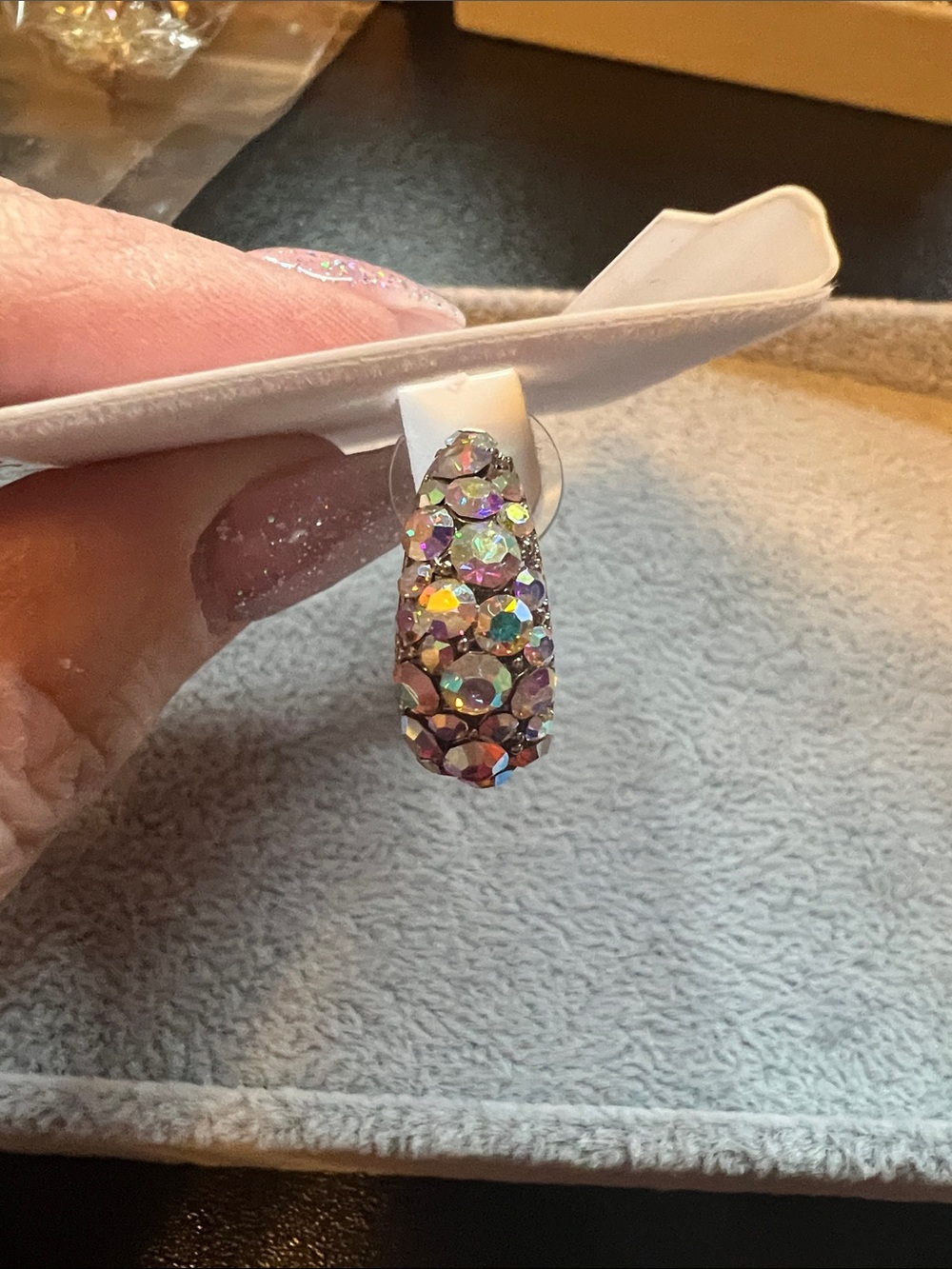 Crystal-Embellished Hoop Earrings - Pink Iridescent